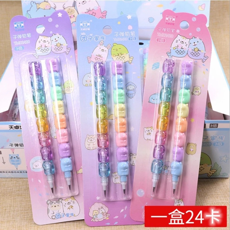 Student building block pencils, detachable creative pencils, sharpen-free multi-functional corner bullet pencils, sharpen-free biological pencils full figure