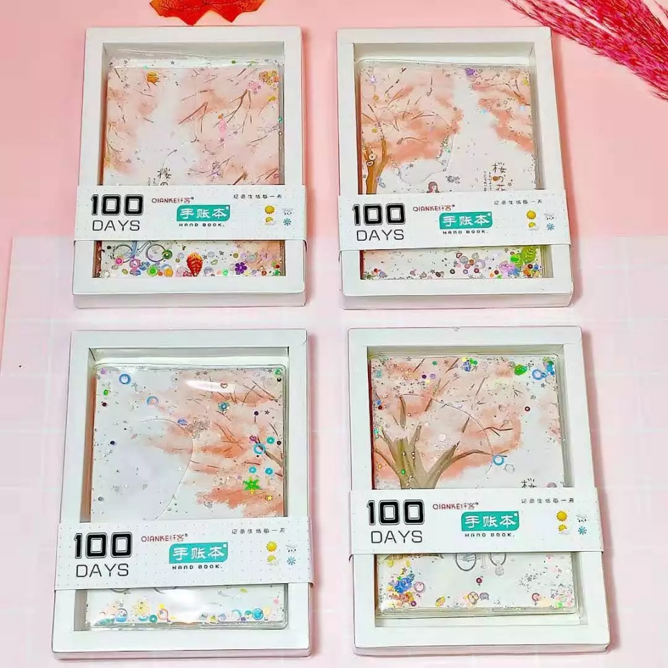 Creative handbooks, notebooks, flow-sand rubber case notebooks, student stationery supplies, diary loose-leaf notebooks, Children's Day gifts Specification drawing