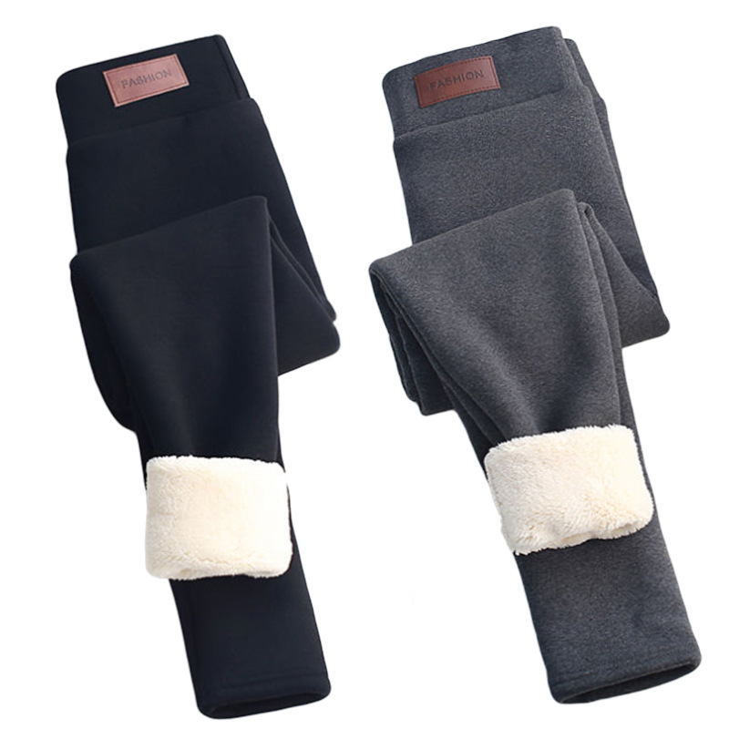 Polainas de lana de cordero de algodón de 800g de alto grosor para mujeres de invierno cintura alta slim pantalones de algodón extra grueso pantalones calientes Item Picture