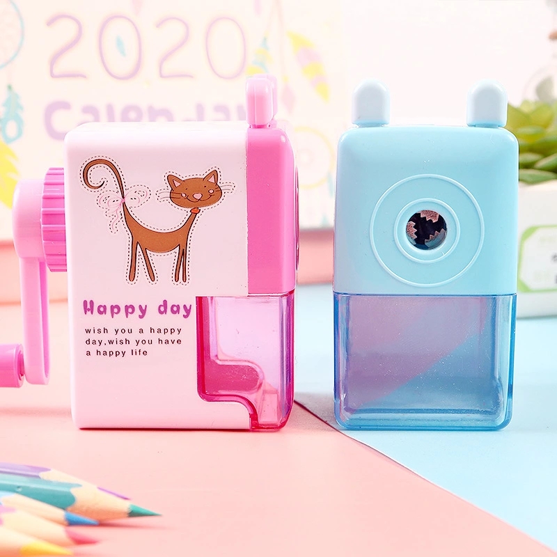 Student stationery wholesale cartoon pen sharpener, hand-cranked pencil sharpener box set, creative and effortless single-hole pen sharpener, pencil sharpener details Picture