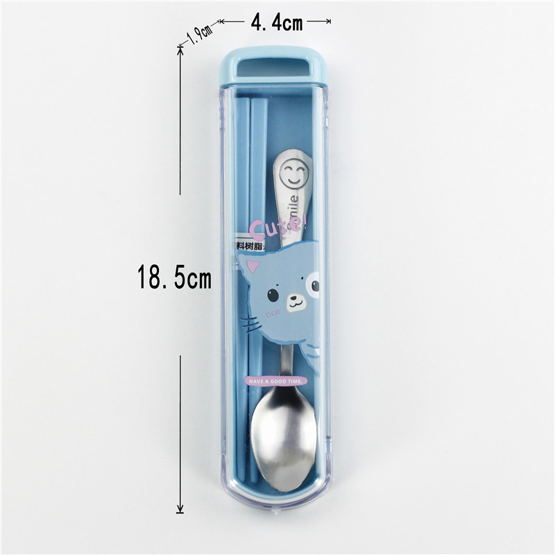 L2325 2108# Student Tableware Set Chopsticks and Spoons Set Portable Student Tableware Two-piece Set Application Scenario
