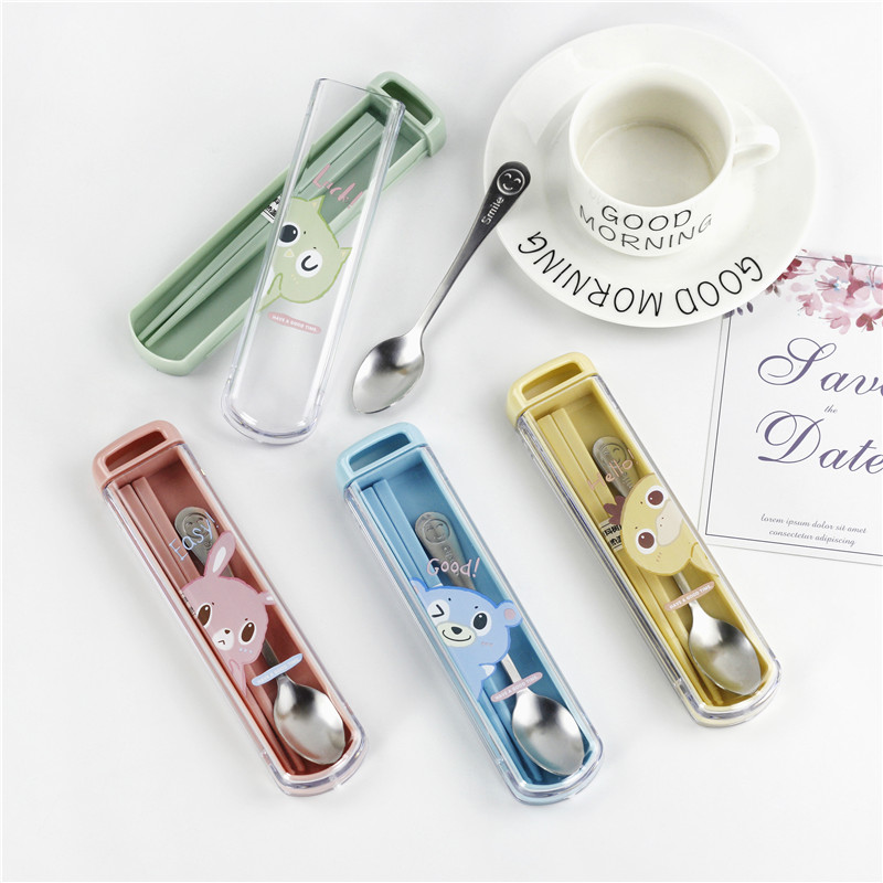 L2325 2108# Student Tableware Set Chopsticks and Spoons Set Portable Student Tableware Two-piece Set Specification image