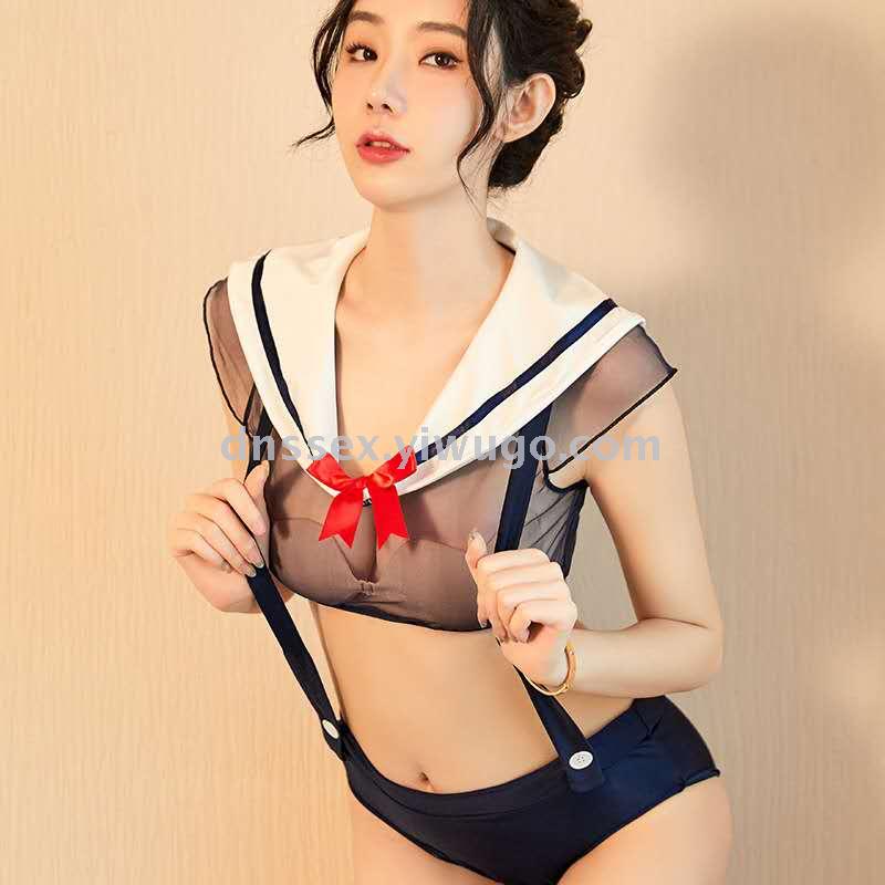 Multi-color mesh strappy women's bikini set, sexy low-neck chiffon see-through women's home wear Item Picture