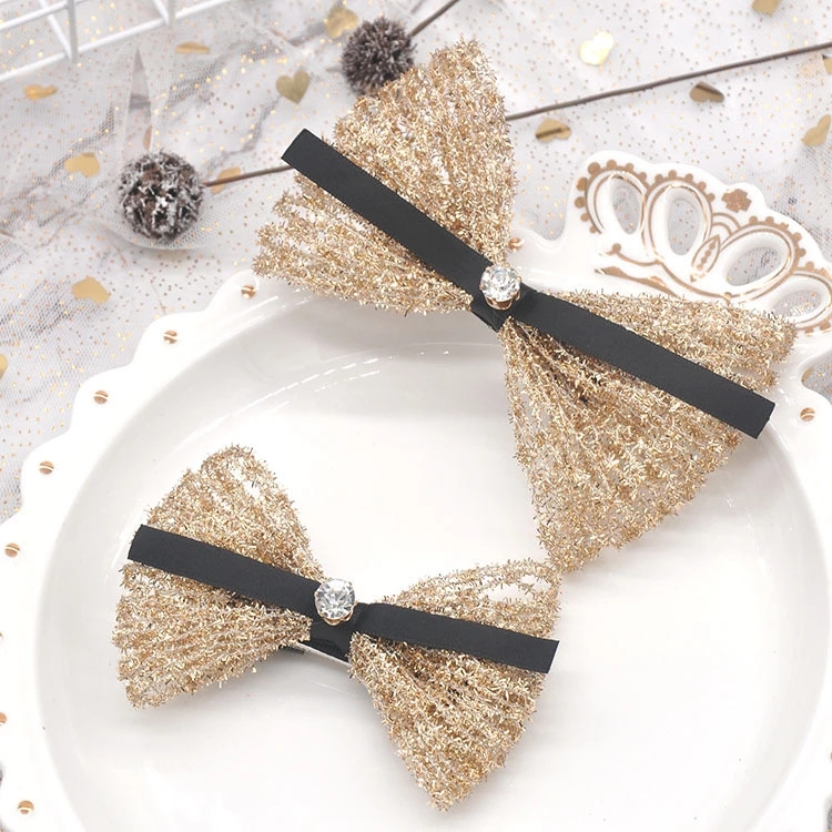Children's large bow, crown headband, girls' silver headband, shiny gold thread hair accessory, birthday party hair clip Item Picture