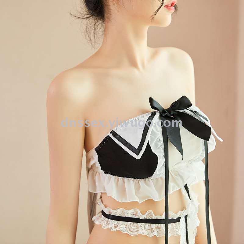 Classic Color Matching Women's Lace-Up Sexy Underwear Sexy Hollow-Out Perspective Lace Lace Women's Home Wear Application Scenario