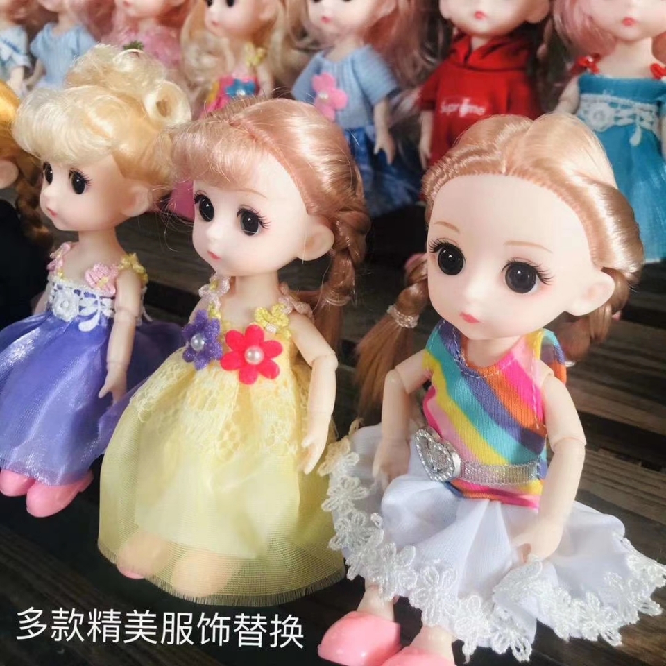 Factory direct sales of 6-inch 3D eye cute doll sets of toys for little girls playing house are selling well at the street stall details Picture