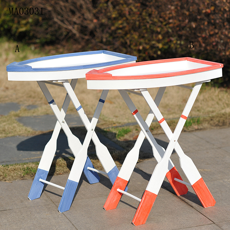 特价促销 地中海家具 户外便捷实木折叠桌 庭院做旧鱼型桌MA03031