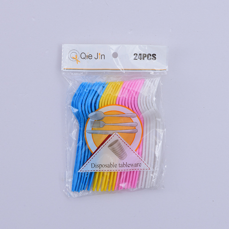 Disposable Knife, Fork And Spoon (Nine Colors Can Be Customized) Disposable Color 24 Pack 200 Bags A Box