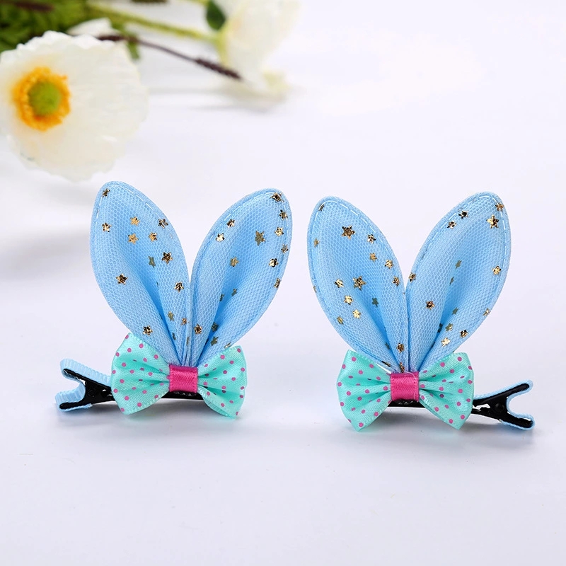 The 2022 new bow rabbit ear hair clip, a cute Korean-style rabbit ear pair princess hair accessory, is on wholesale sale from the manufacturer details Picture