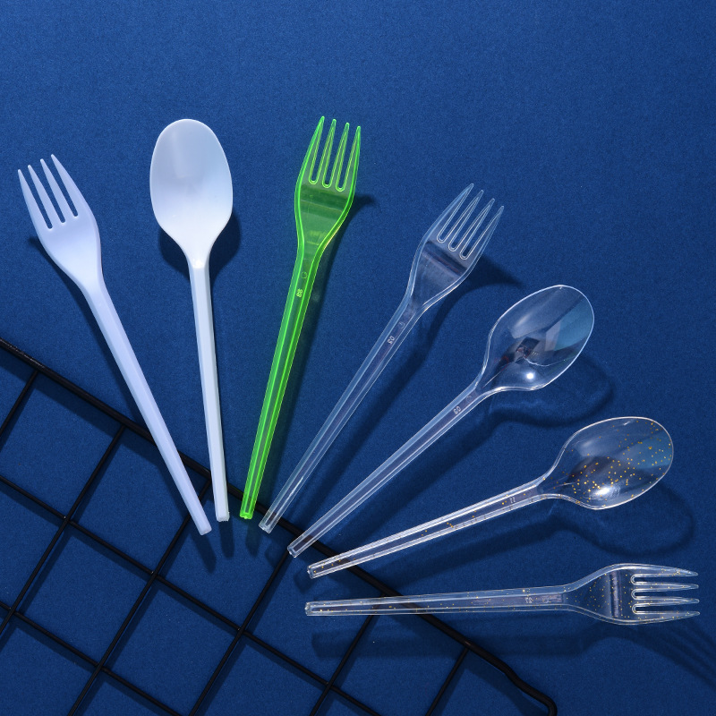 Manufacturers Direct Wholesale Disposable Plastic Tableware White Transparent Cutlery Spoon Ps Pp Material Middle East Thin Handle details Picture