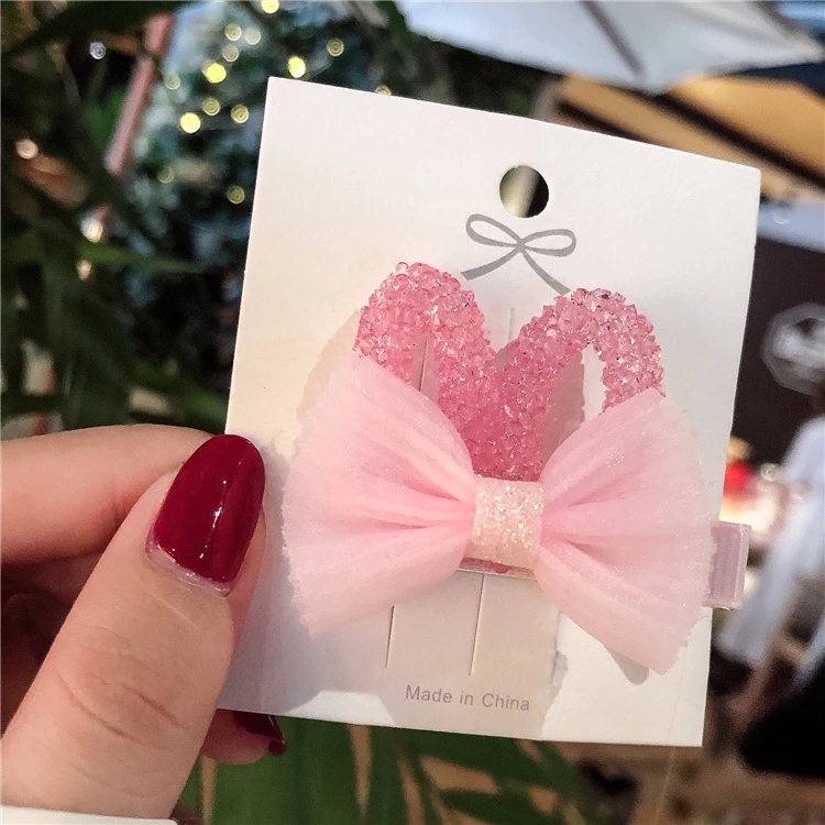 The new cute style of the ins rabbit-ear rhinestone hair clip and the girlish bow side clip headwear Application Scenario