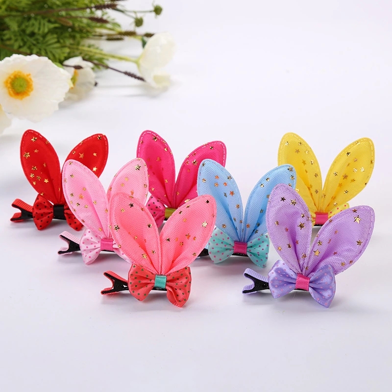 The 2022 new bow rabbit ear hair clip, a cute Korean-style rabbit ear pair princess hair accessory, is on wholesale sale from the manufacturer full figure