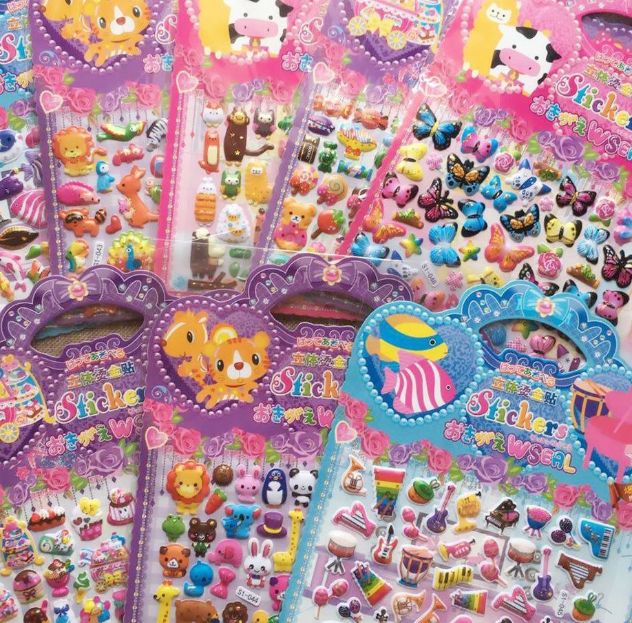 DIY educational children's and toddlers' casual mobile phone stickers with embossed and convex PVC bubble stickers and gilding process Item Picture