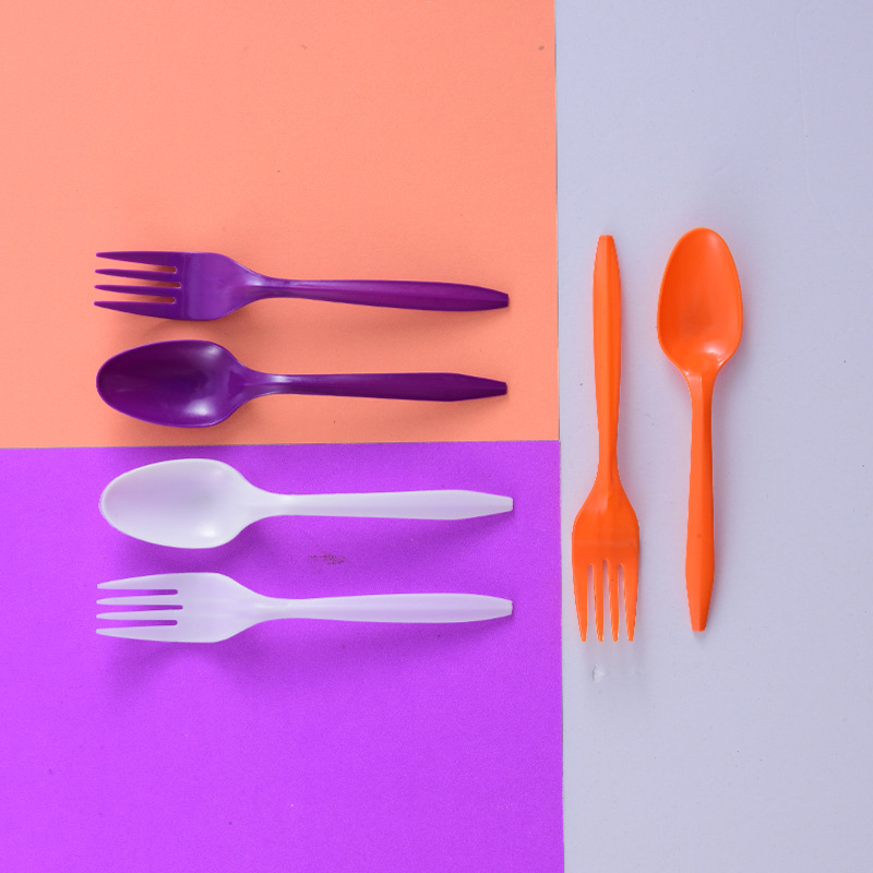 Disposable Knife, Fork And Spoon (Nine Colors Can Be Customized) Disposable Color 24 Pack 200 Bags A Box details Picture