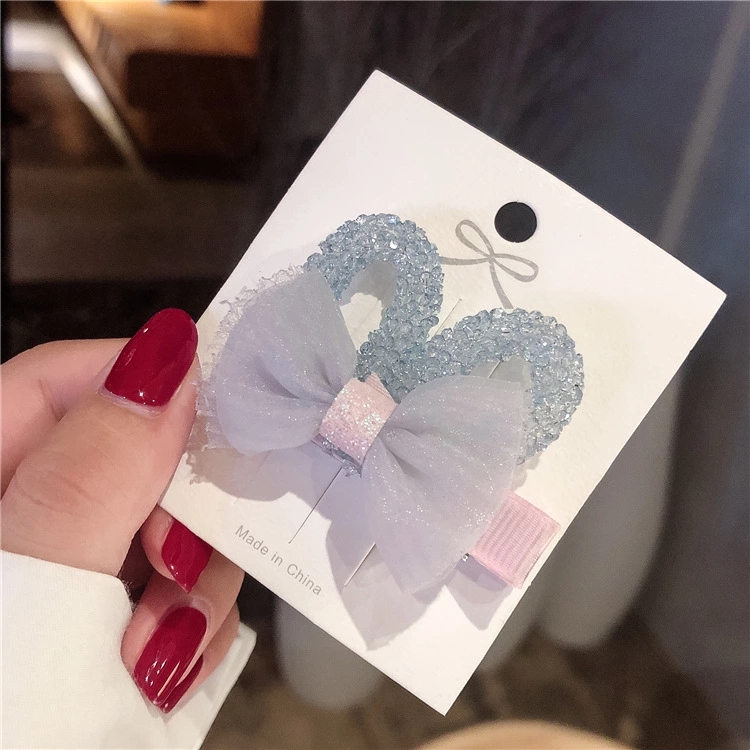 The new cute style of the ins rabbit-ear rhinestone hair clip and the girlish bow side clip headwear Specification drawing