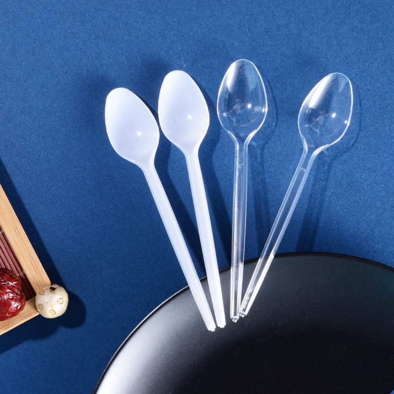 Manufacturers Direct Wholesale Disposable Plastic Tableware White Transparent Cutlery Spoon Ps Pp Material Middle East Thin Handle Specification drawing