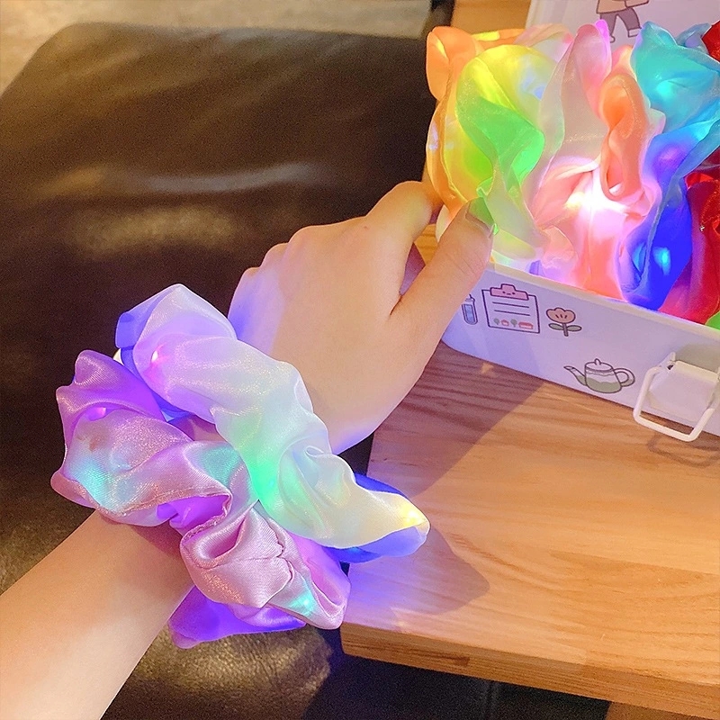 LED illuminated large intestine hair band, creative bright surface, large intestine hair tie, hair accessory, hair tie, hair band, luminous headwear for women full figure