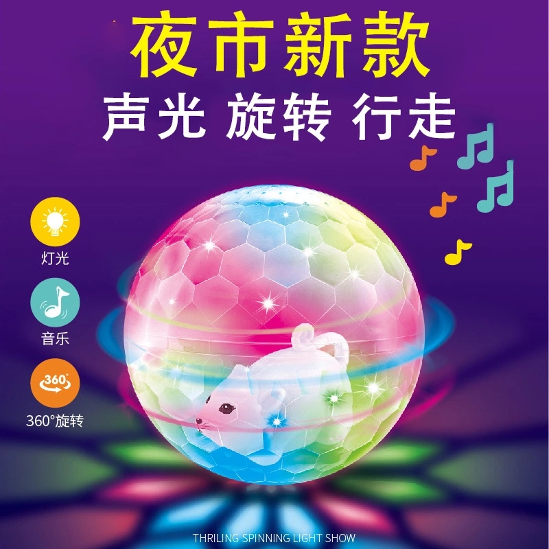 Novel luminous toys are selling well at street stalls. Wholesale of new electric magic flashing mice with lights and music for children at night markets Item Picture