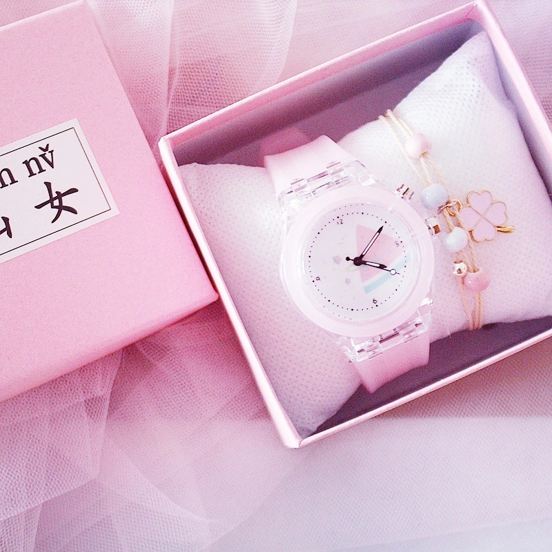Female student's ins Harajuku style, fresh and versatile, cute girl's luminous waterproof silicone sports electronic watch Specification drawing