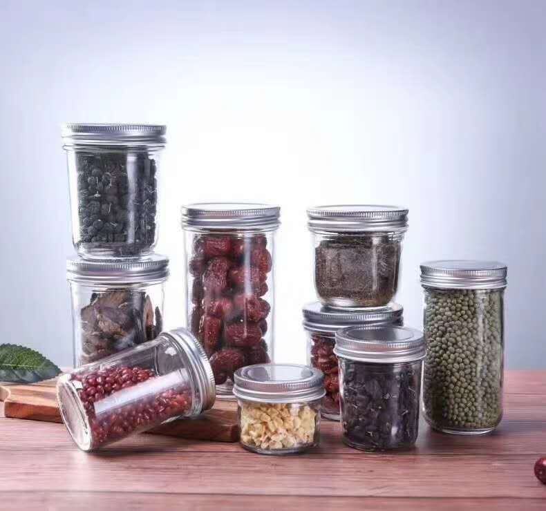 Round glass sealed jar storage jar storage jar Caviar pickles jam jar