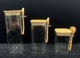 New square bamboo-wood lid high borosilicate glass sealed tank storage tank storage bottle with scoop