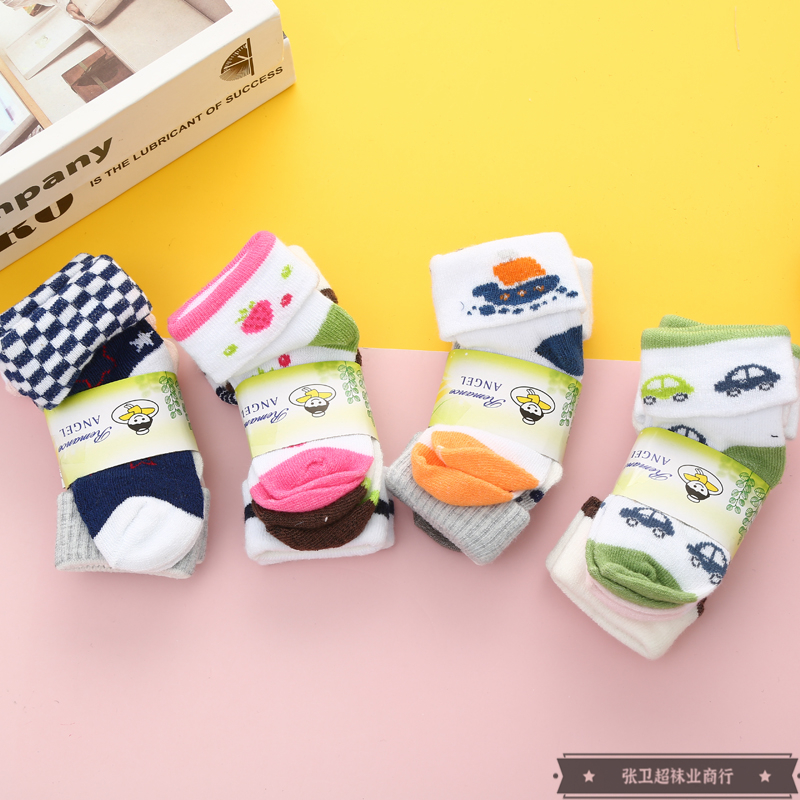 Cartoon and cute pattern printed cotton color-blocking short socks for newborns, infants and children, soft and comfortable baby socks details Picture