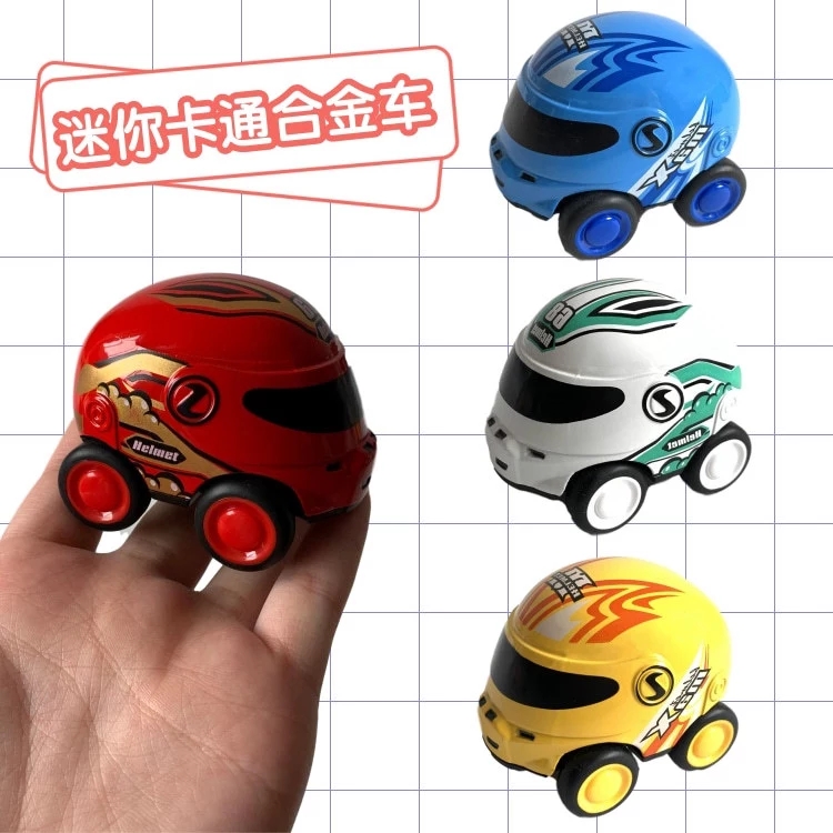 Cross-border new stunt car, cartoon helmet, alloy car, super cute mini rebound car, durable children's toy car Specification drawing