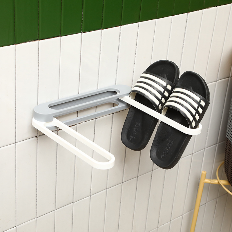 Wholesale of creative home gadgets - three-in-one folding shoe racks that can be transformed into three-in-one wall-mounted adhesive shoe racks without drilling Application Scenario