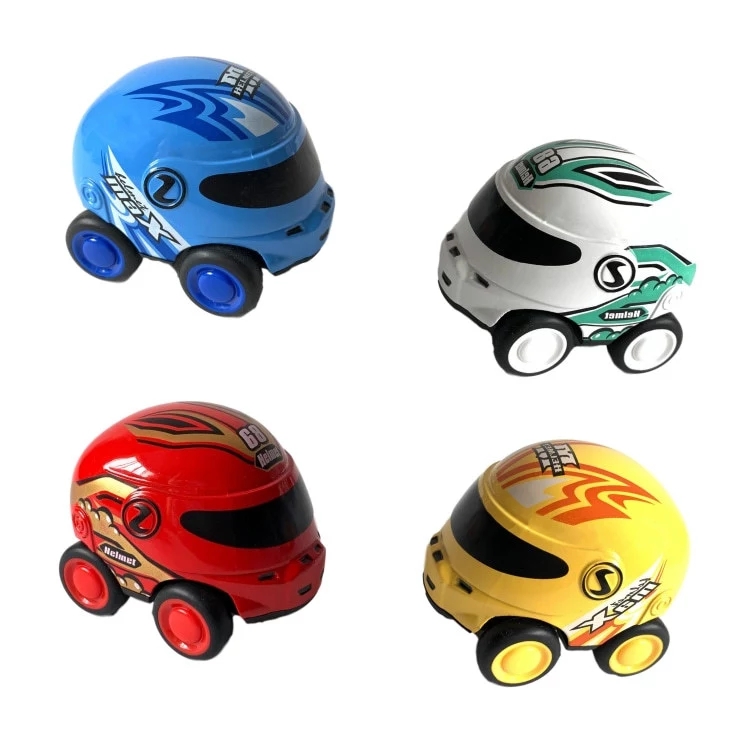 Cross-border new stunt car, cartoon helmet, alloy car, super cute mini rebound car, durable children's toy car Item Picture