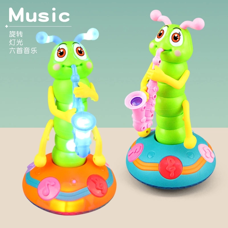 New electric dancing omnidirectional caterpillar toy, music, light, saxophone, twisty bug, boys' and girls' toys Specification drawing