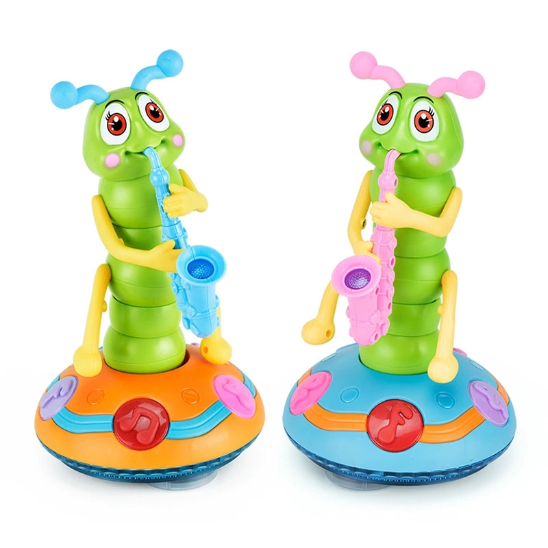 New electric dancing omnidirectional caterpillar toy, music, light, saxophone, twisty bug, boys' and girls' toys Item Picture