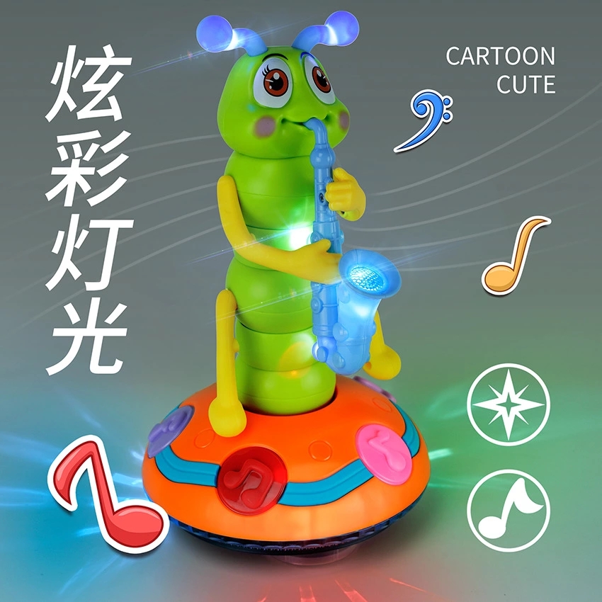 New electric dancing omnidirectional caterpillar toy, music, light, saxophone, twisty bug, boys' and girls' toys details Picture