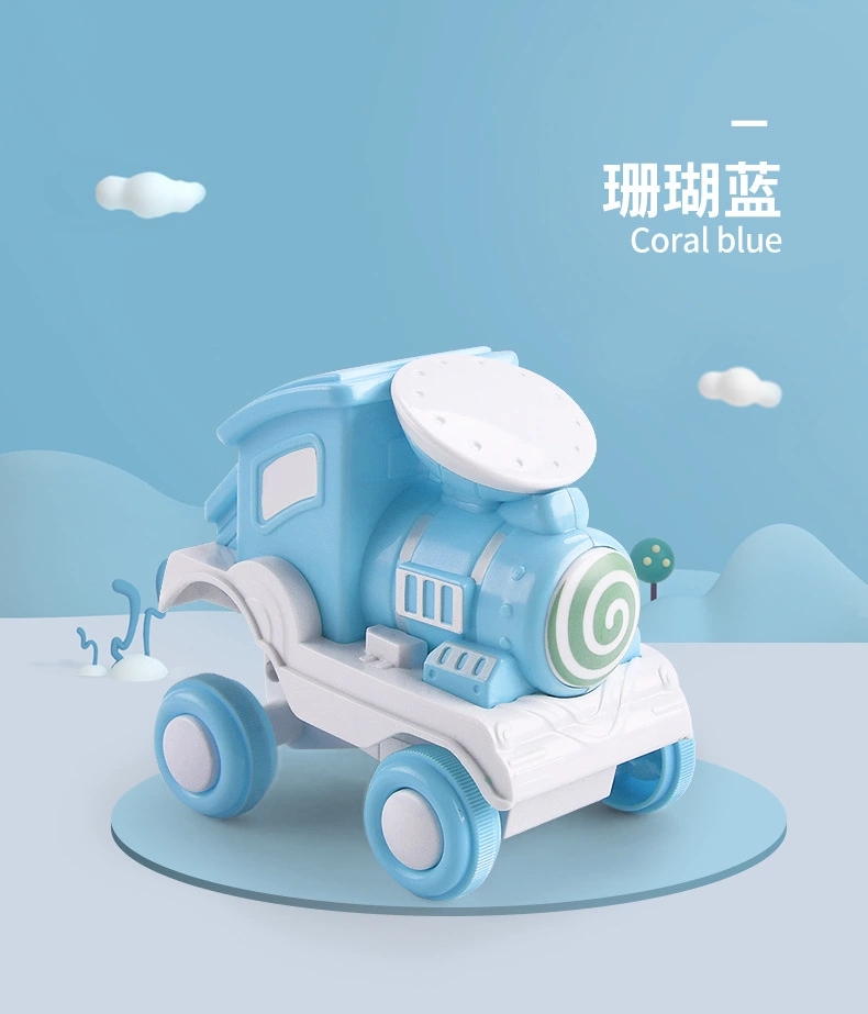 The hot-selling toy press rolling train at the street stall, children 's educational 1-3-6 cartoon inertial toy car Application Scenario