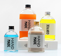 Internet red glass milk tea bottle cold brew coffee bottle aluminum cap bottle Nordic style beverage bottle self brew separate bottle