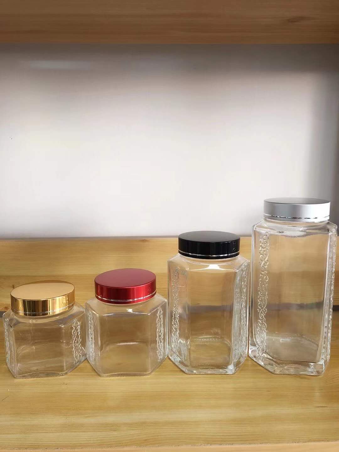 新款六棱高档玻璃燕窝瓶 六角保健品分装瓶 包装瓶