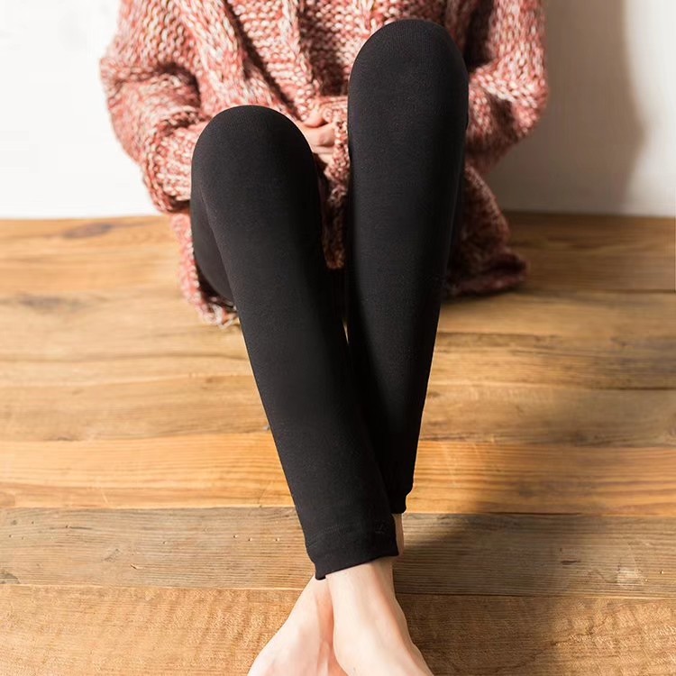 Leggings women winter plus fleece one body dyed cotton pressure plus heat preservation jumpsuit foot nine minutes pants