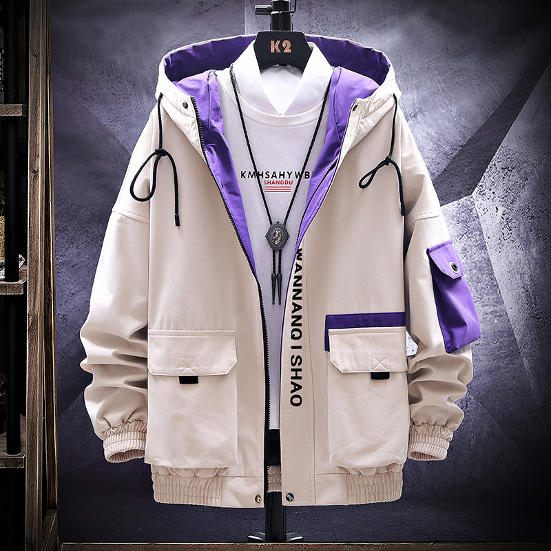 Wholesale of men's trendy loose workwear jackets, casual printed jackets and hooded tops in the autumn of 2020 details Picture