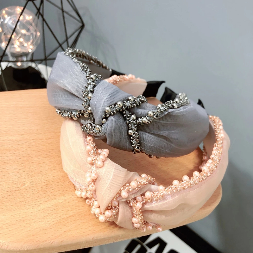 B057 hair band, women's pearl headband, headwear, hair pressing, knotting, sweet, anti-slip, hair tie, hemlock, trendy and simple hair band wholesale Specification drawing