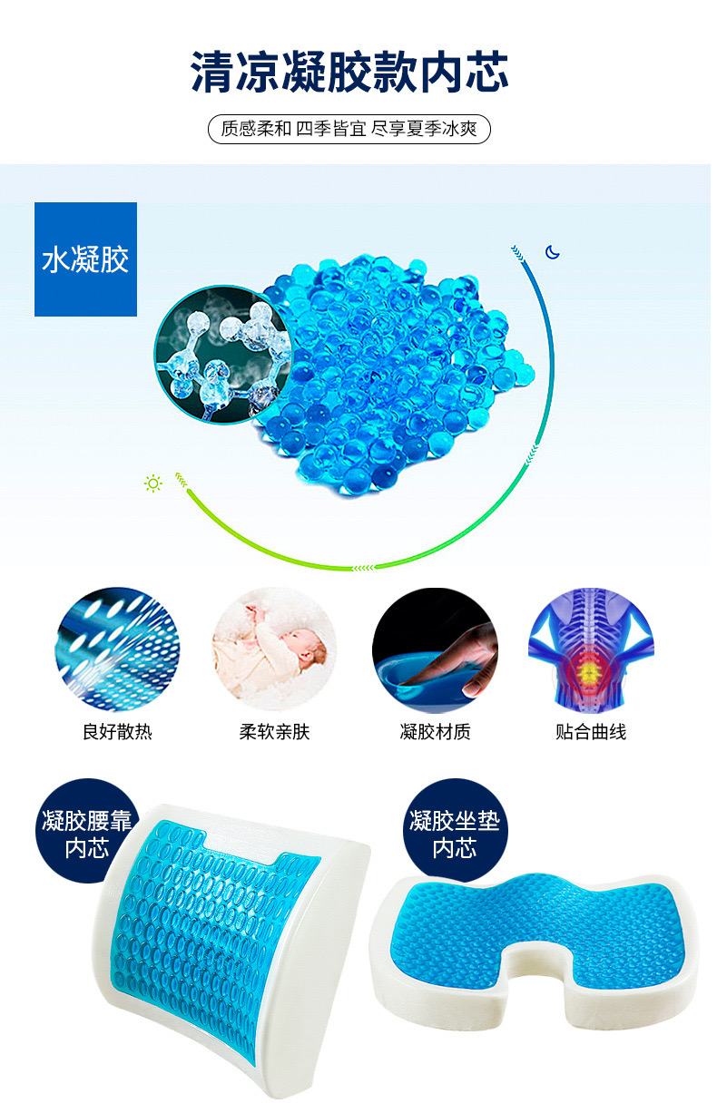 A set of backrest cushions, memory foam gel cushions, office cushions, and car backrest pillows details Picture