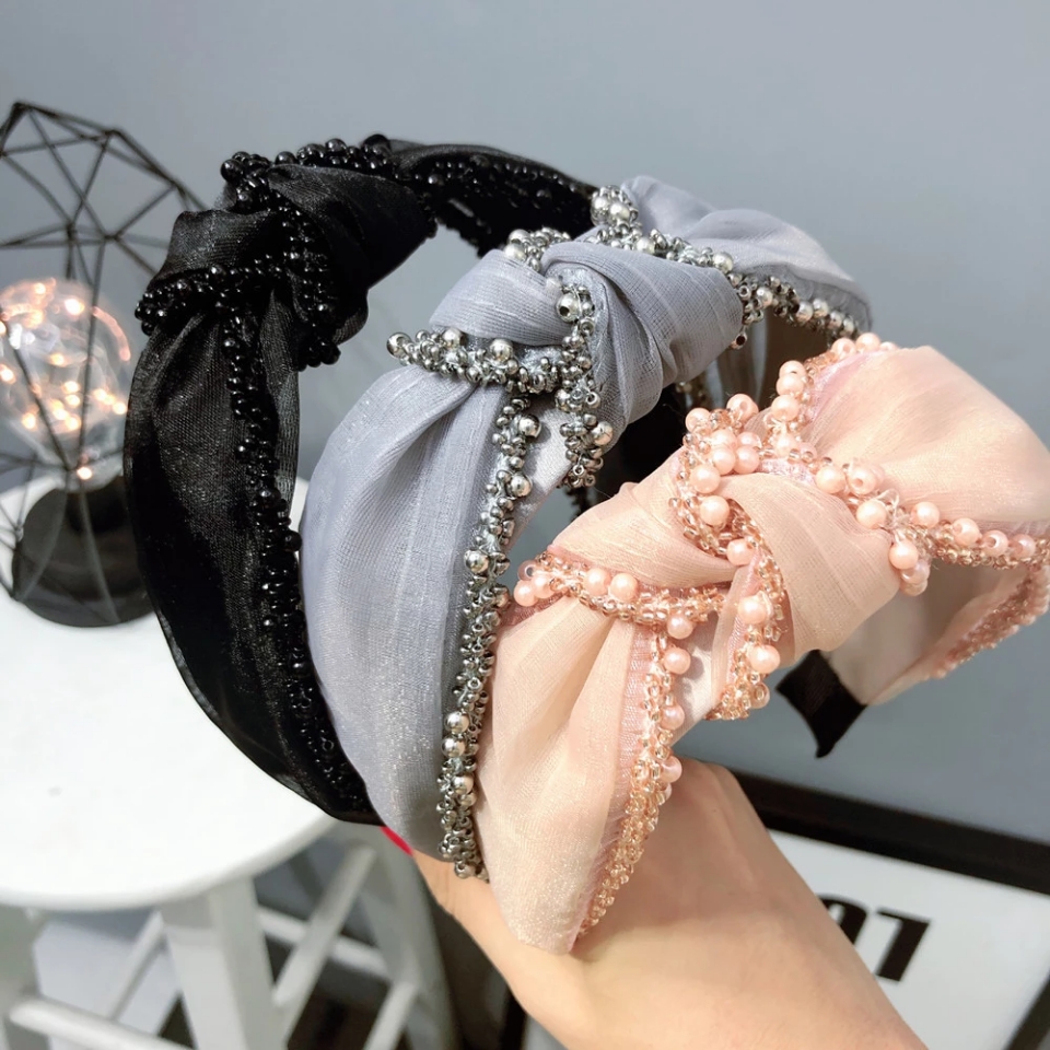 B057 hair band, women's pearl headband, headwear, hair pressing, knotting, sweet, anti-slip, hair tie, hemlock, trendy and simple hair band wholesale full figure