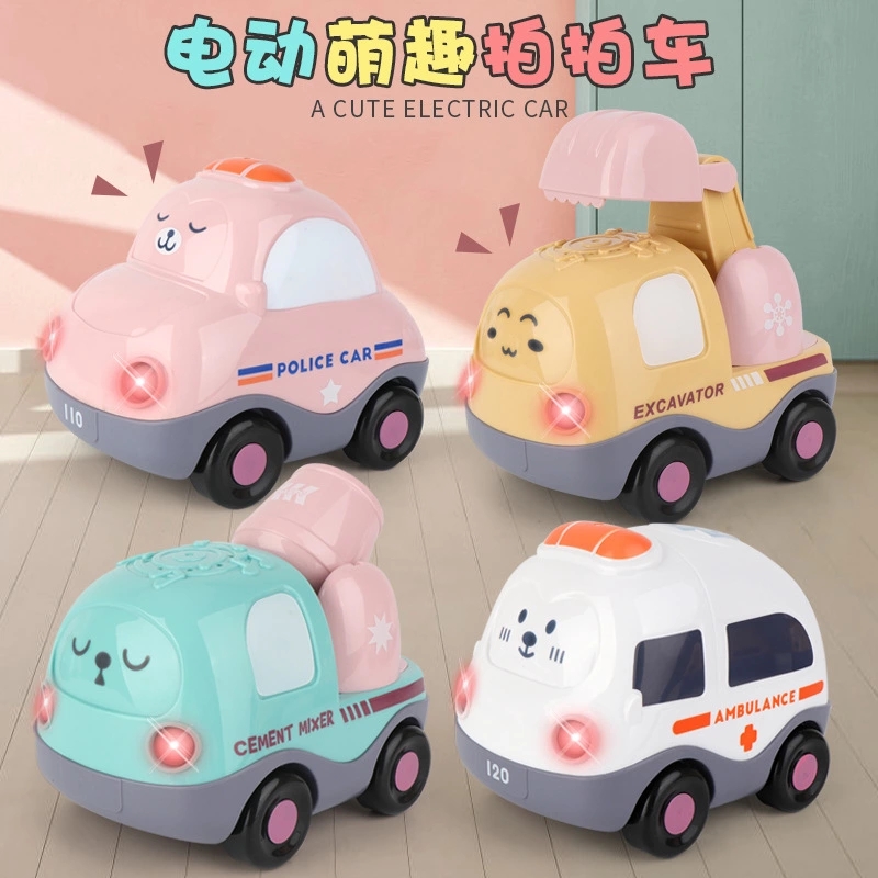 Cartoon car, children 's voice-controlled patting police car 2-3-6, toy car for 1-year-old baby, electric toy car, gift full figure