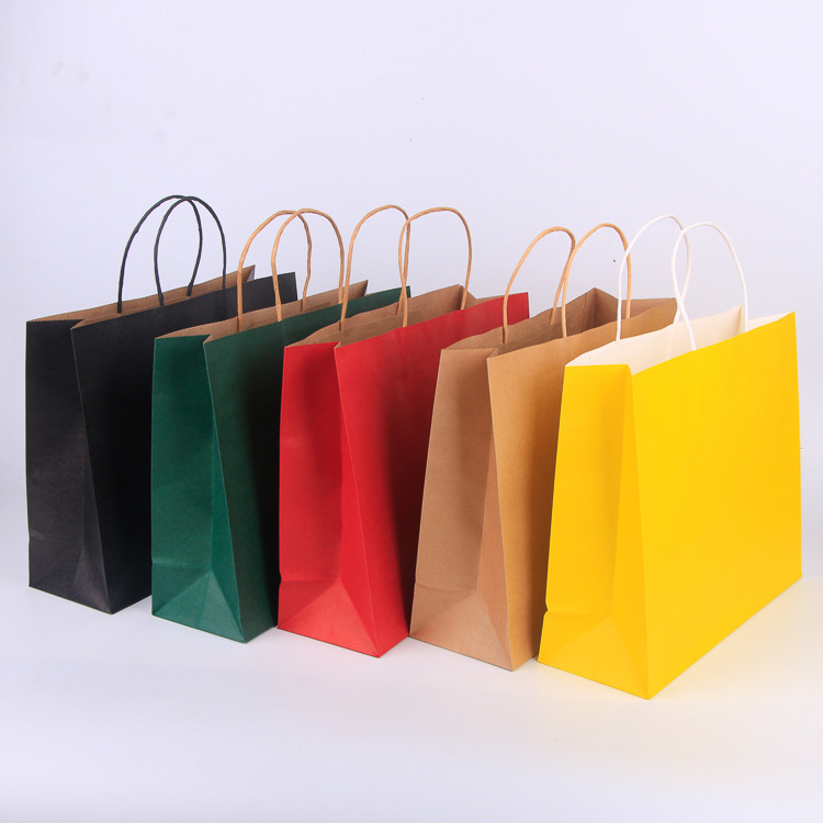Kraft paper hand-held gift paper bags customized clothing shopping paper bags food takeout packaging bags customized printing logo Specification drawing