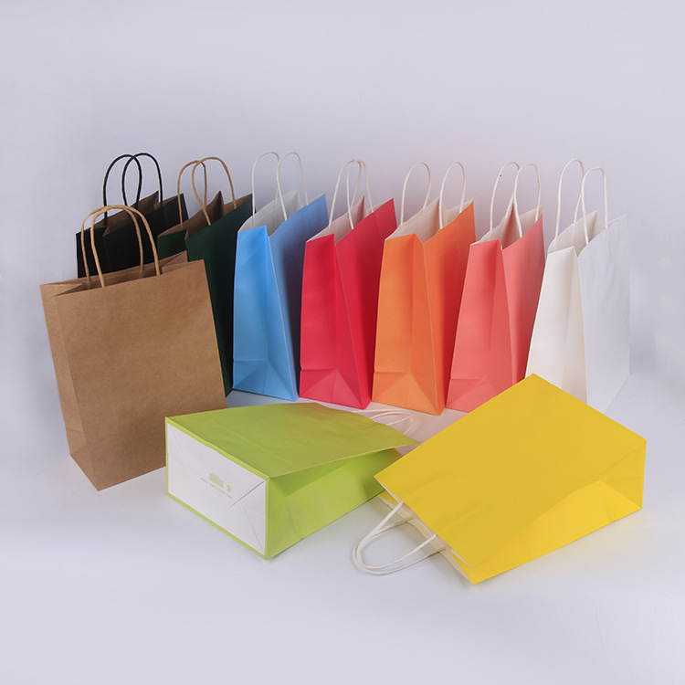 Kraft paper hand-held gift paper bags customized clothing shopping paper bags food takeout packaging bags customized printing logo full figure