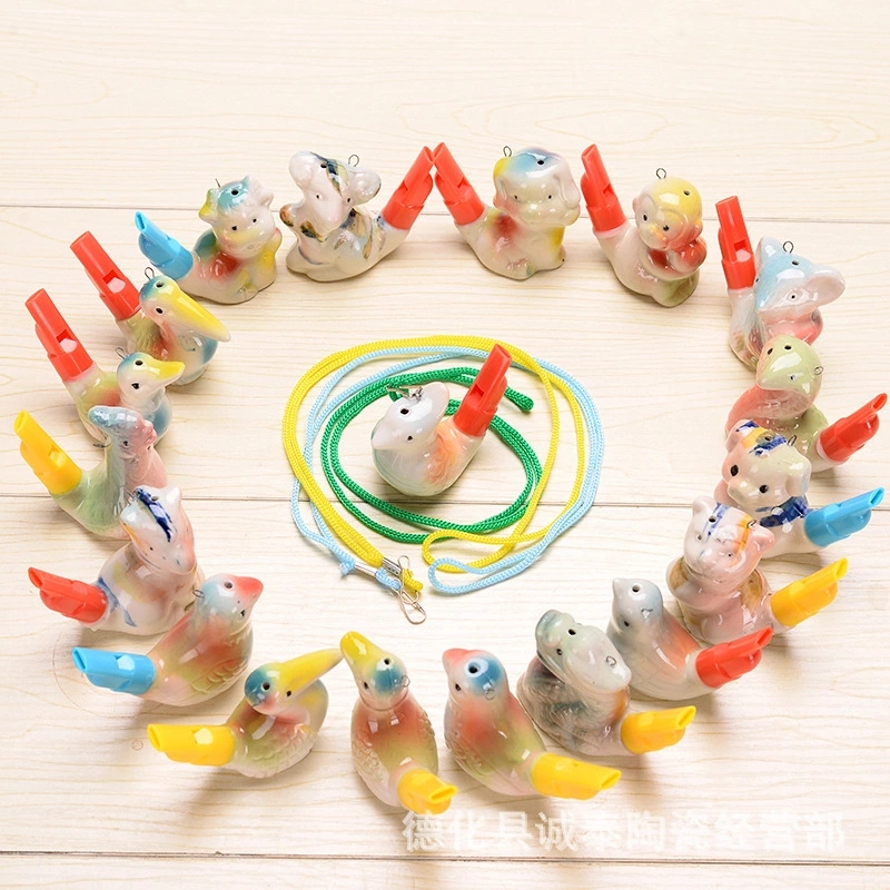 Durable plastic blowers, ceramic waterbird whistles, and anti-drop ceramic whistles are selling well at souvenir stalls in tourist attractions full figure