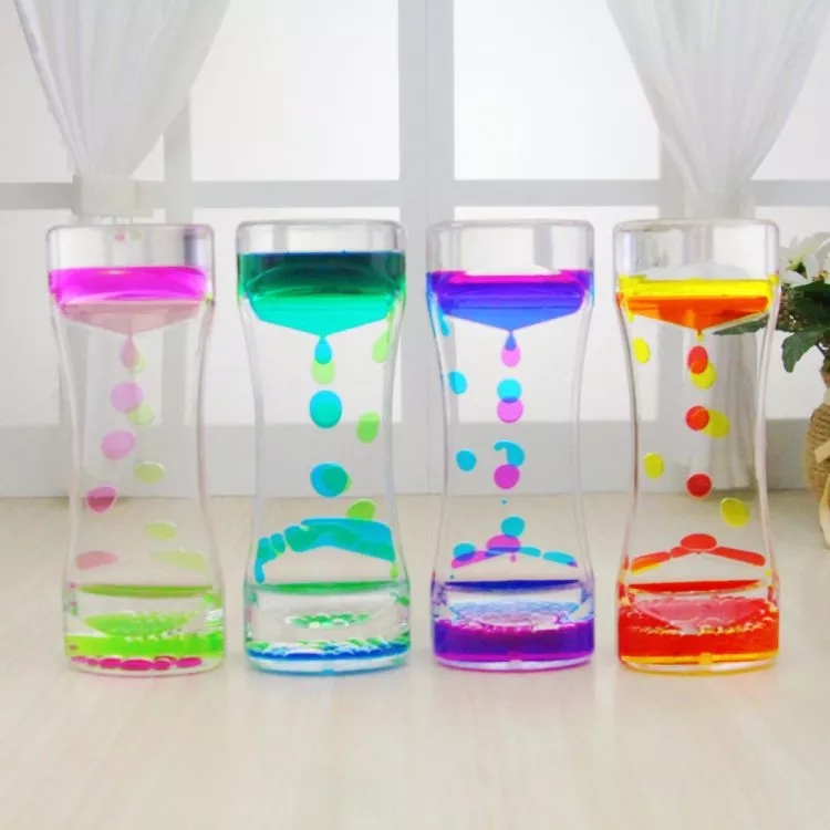 New Xiaomei Waist Dynamic two-color oil leakage and dripping home hourglass handicraft display piece Creative home oil leakage display piece details Picture
