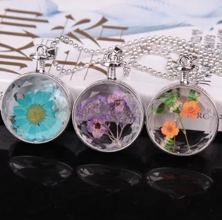 New street stall best-selling creative accessories manufacturer wholesale dandelion necklaces, fashionable perfumes, glass dried flower pendants Specification drawing