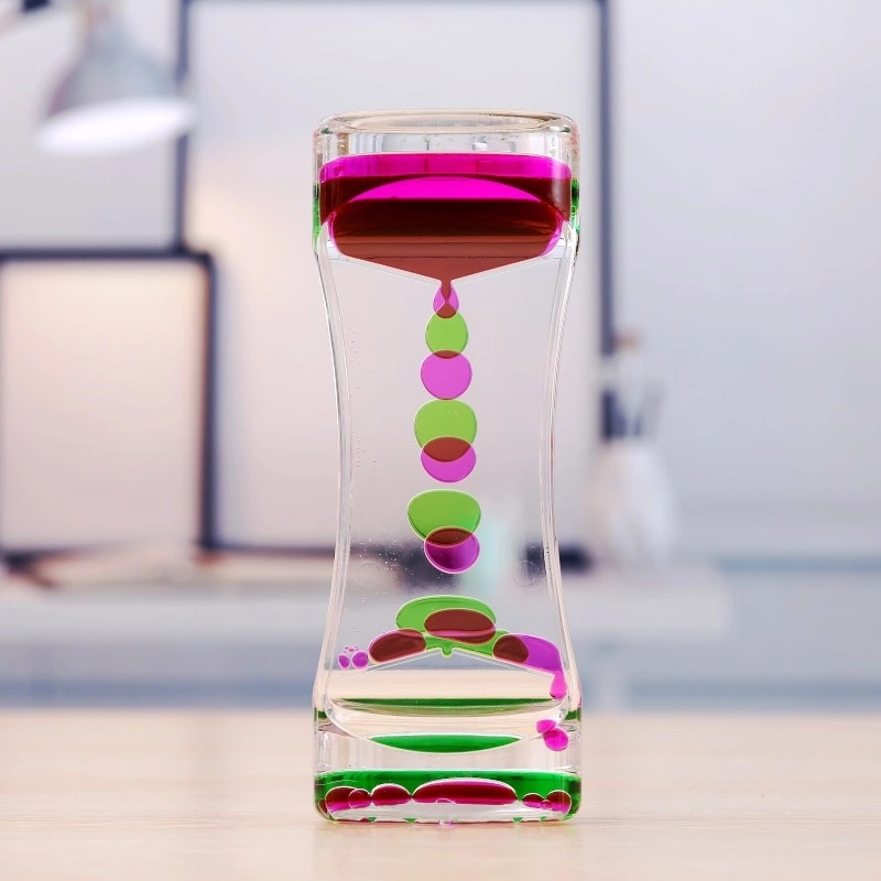 New Xiaomei Waist Dynamic two-color oil leakage and dripping home hourglass handicraft display piece Creative home oil leakage display piece Item Picture