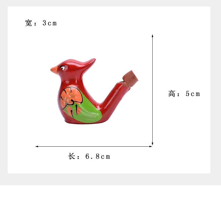 Painted purple clay pottery waterbird whistles with ropes and water, temple fair street stalls, tourist souvenirs, scenic area souvenirs Specification drawing