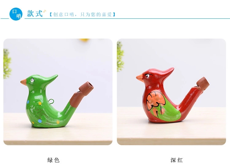 Painted purple clay pottery waterbird whistles with ropes and water, temple fair street stalls, tourist souvenirs, scenic area souvenirs Application Scenario