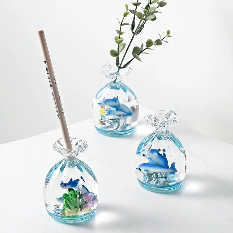 Creative Mediterranean acrylic oil-drop pen holder as a gift, student desktop Marine animal pen holder wholesale Item Picture